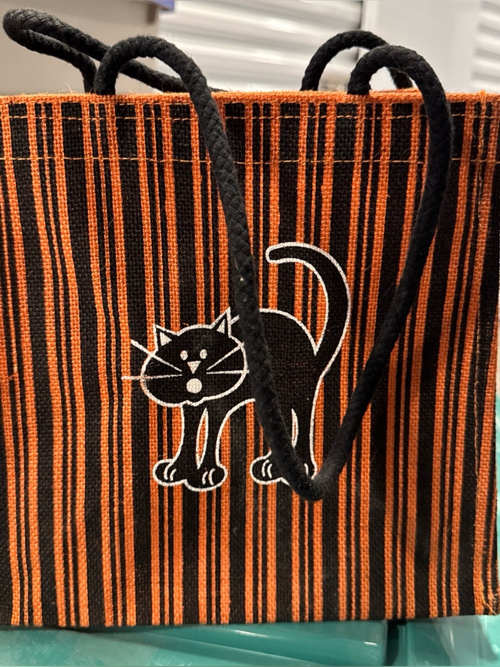 Black Cat Stripe Tote - Orange & Black Cat Design
